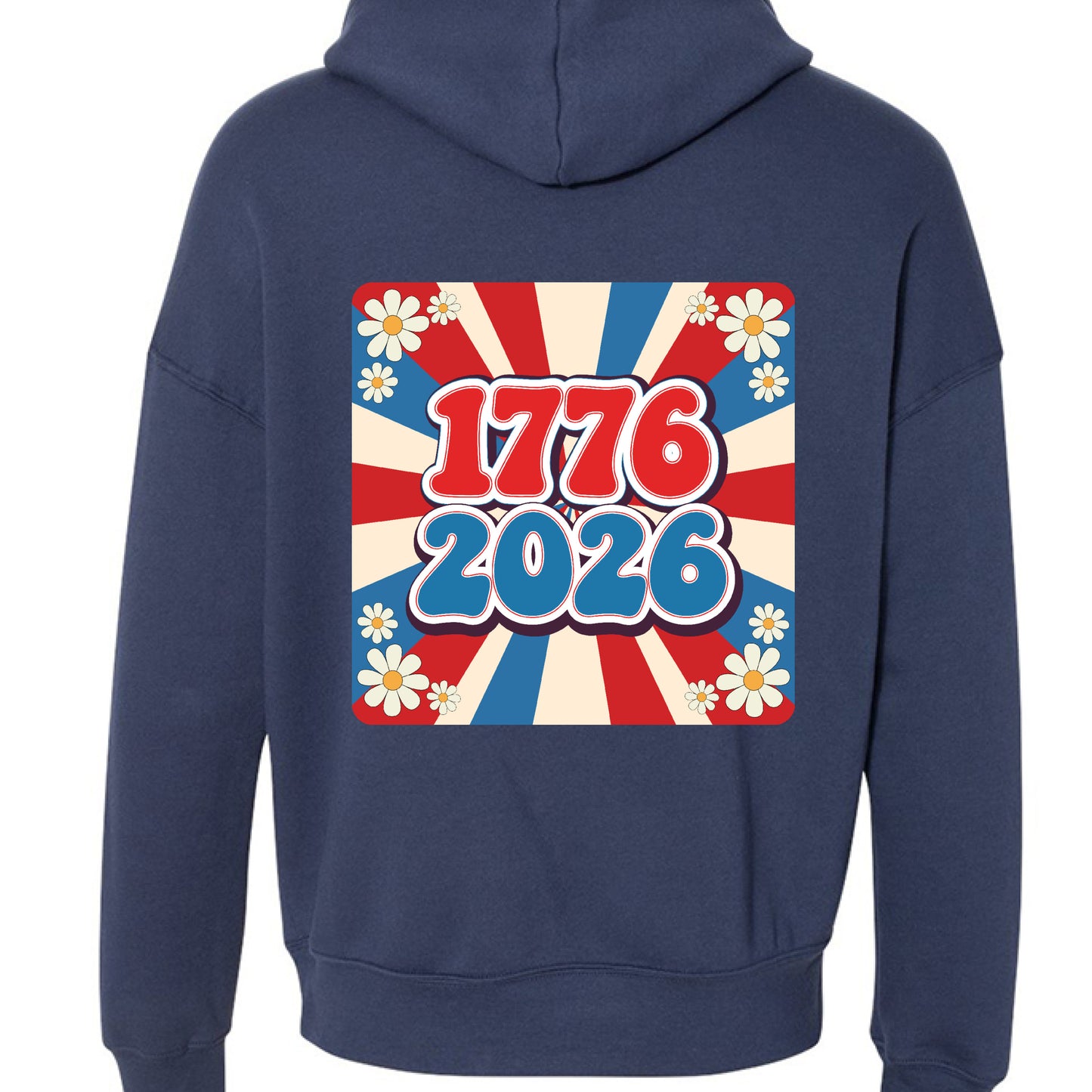 groovy 1776 to 2026 hoodie navy back | land of the free 250