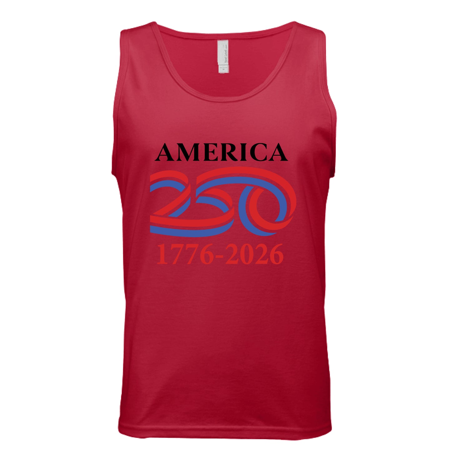 america 250 mens tank red front | land of the free 250