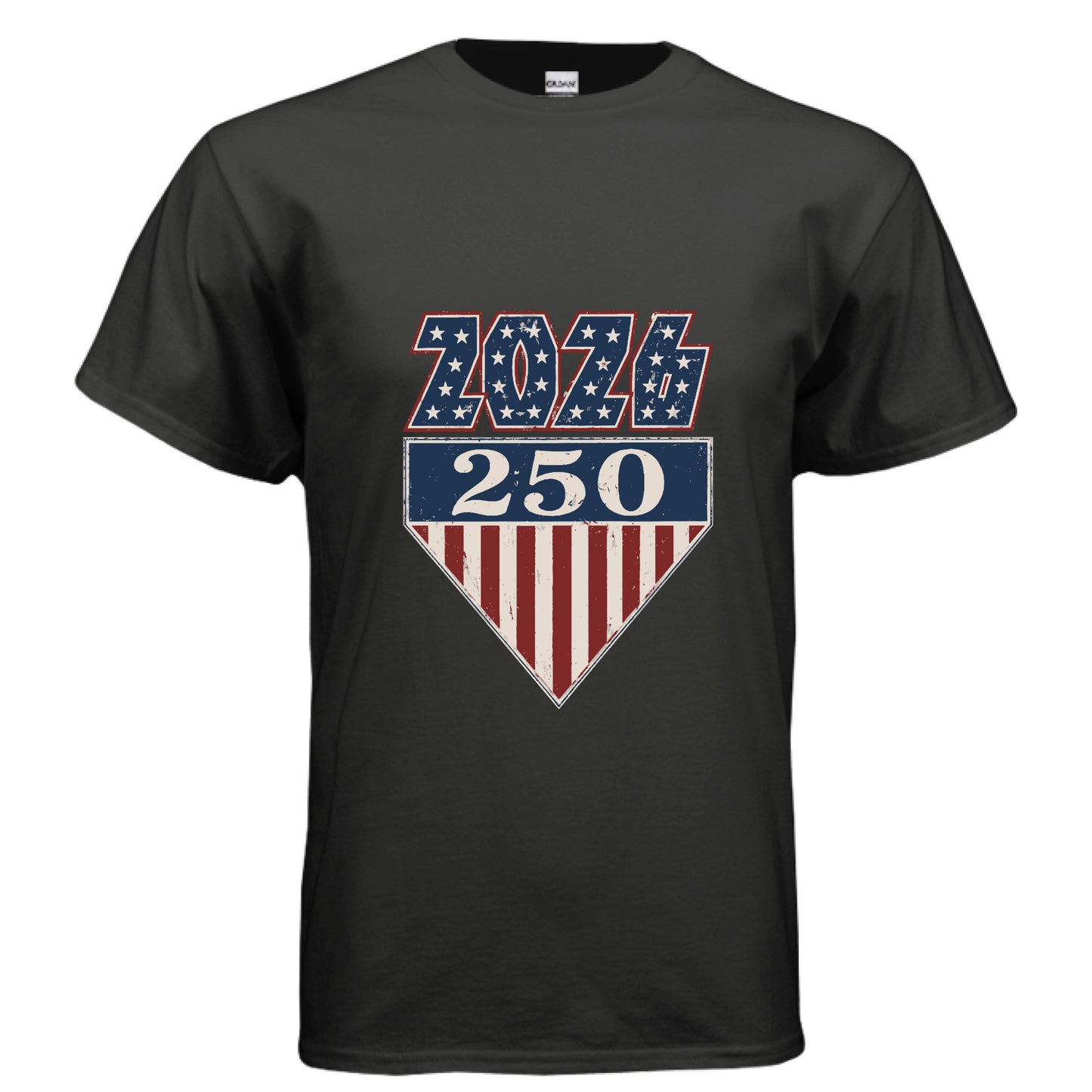 america 250 rock tee black front | land of the free 250