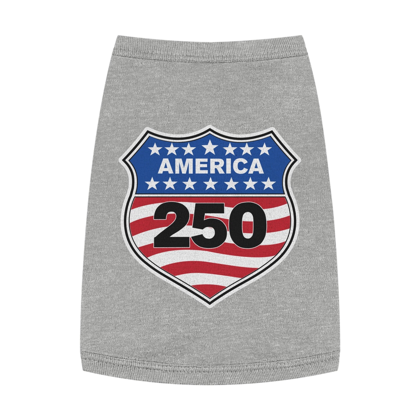 America 250 Patriotic Pet Tank Top - USA Flag Shield Dog Shirt for 4th of July