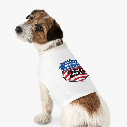 America 250 Patriotic Pet Tank Top - USA Flag Shield Dog Shirt for 4th of July