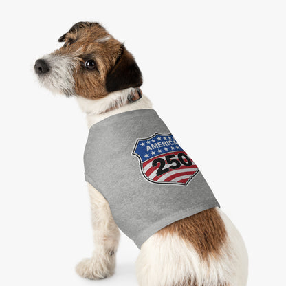 America 250 Patriotic Pet Tank Top - USA Flag Shield Dog Shirt for 4th of July