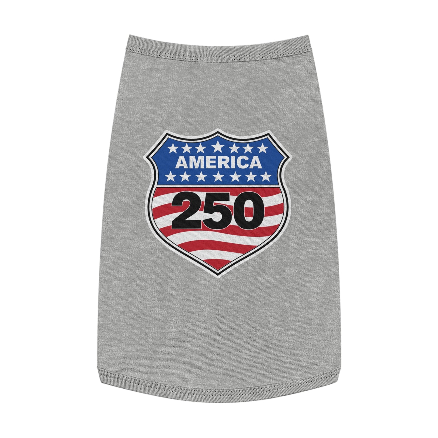 America 250 Patriotic Pet Tank Top - USA Flag Shield Dog Shirt for 4th of July