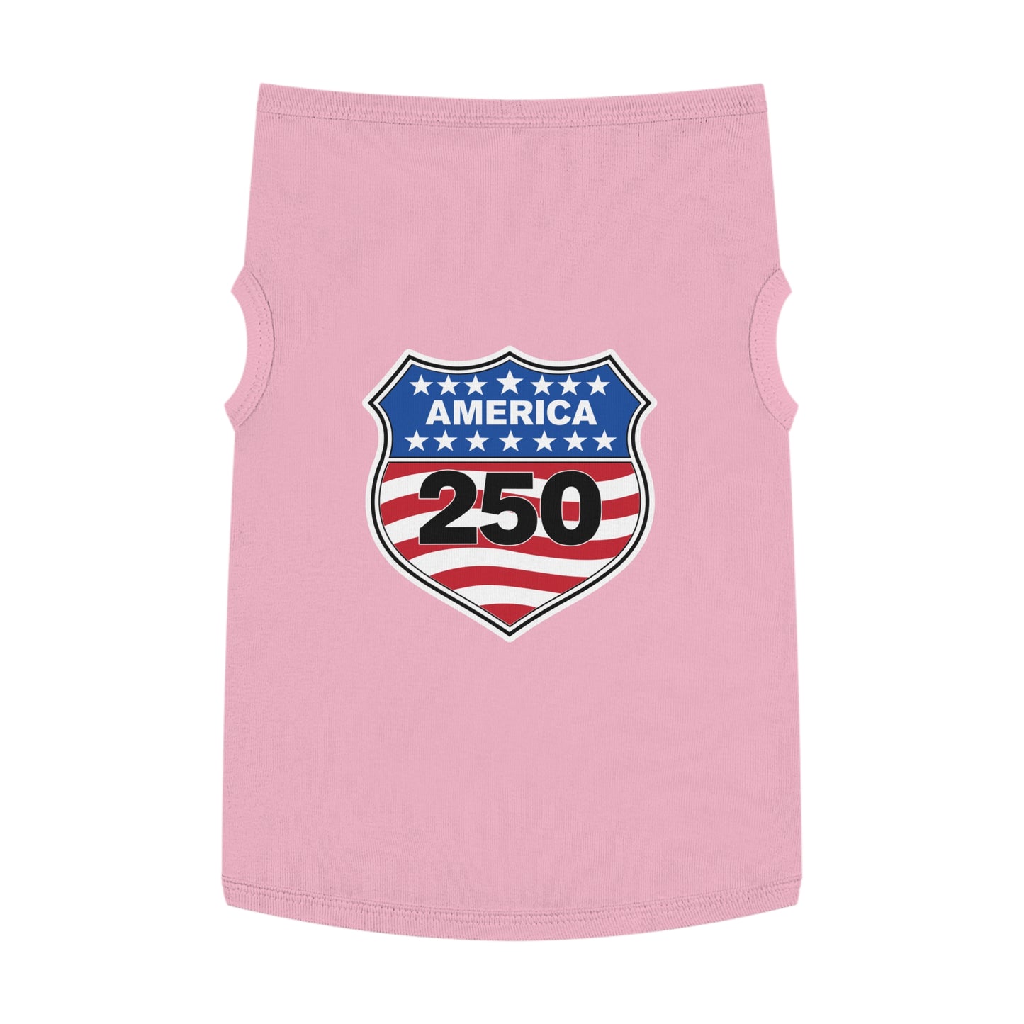 America 250 Patriotic Pet Tank Top - USA Flag Shield Dog Shirt for 4th of July