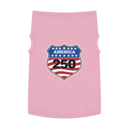 America 250 Patriotic Pet Tank Top - USA Flag Shield Dog Shirt for 4th of July