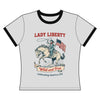 Lady Liberty Wild and Free Ringer Tee Lifestyle Land of the Free 250 Black and White