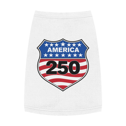 America 250 Patriotic Pet Tank Top - USA Flag Shield Dog Shirt for 4th of July