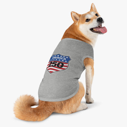 America 250 Patriotic Pet Tank Top - USA Flag Shield Dog Shirt for 4th of July
