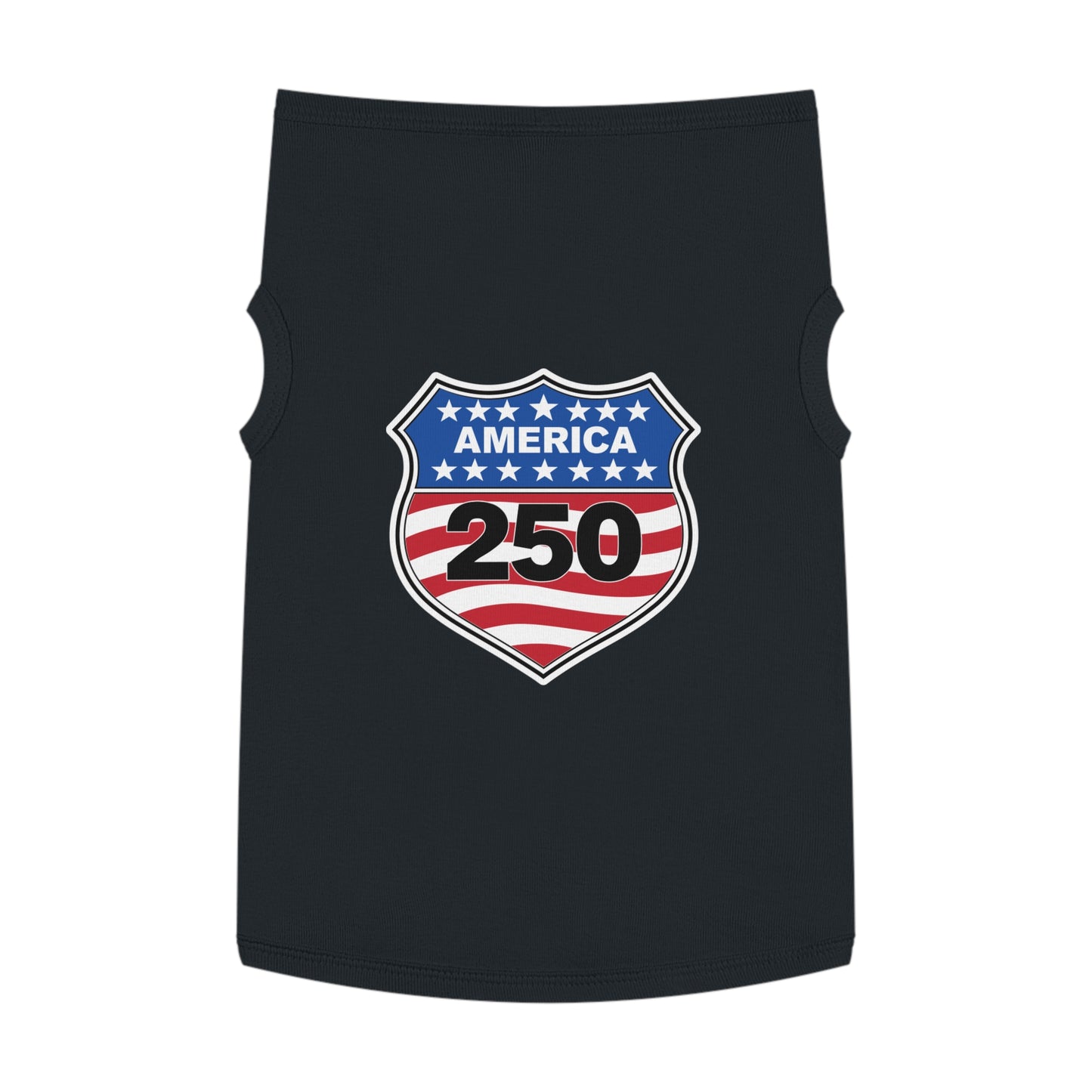 America 250 Patriotic Pet Tank Top - USA Flag Shield Dog Shirt for 4th of July