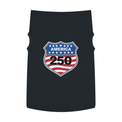 America 250 Patriotic Pet Tank Top - USA Flag Shield Dog Shirt for 4th of July