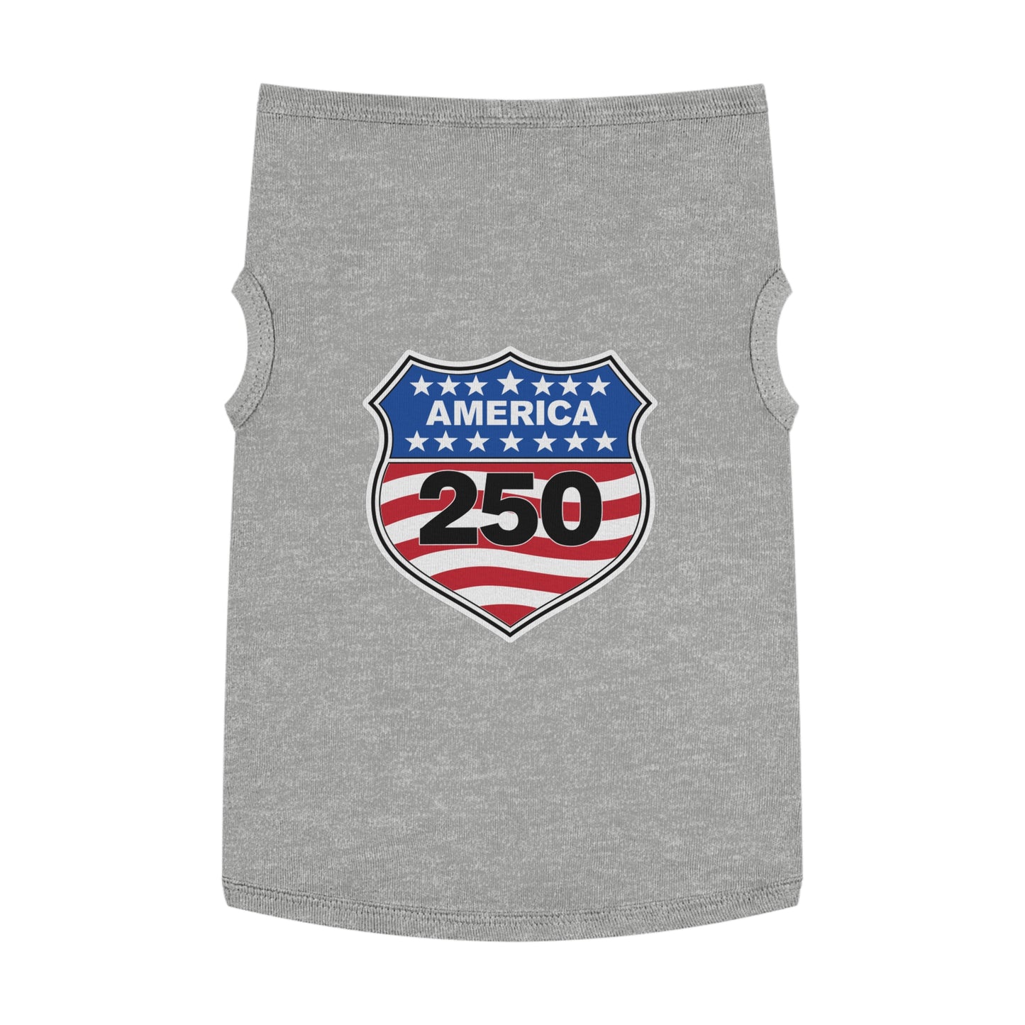 America 250 Patriotic Pet Tank Top - USA Flag Shield Dog Shirt for 4th of July
