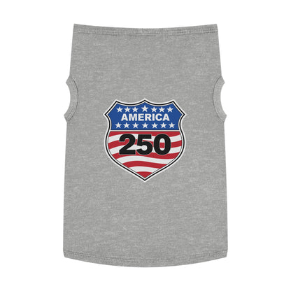 America 250 Patriotic Pet Tank Top - USA Flag Shield Dog Shirt for 4th of July