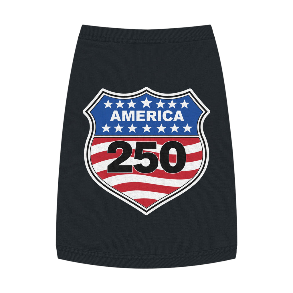 America 250 Patriotic Pet Tank Top - USA Flag Shield Dog Shirt for 4th of July