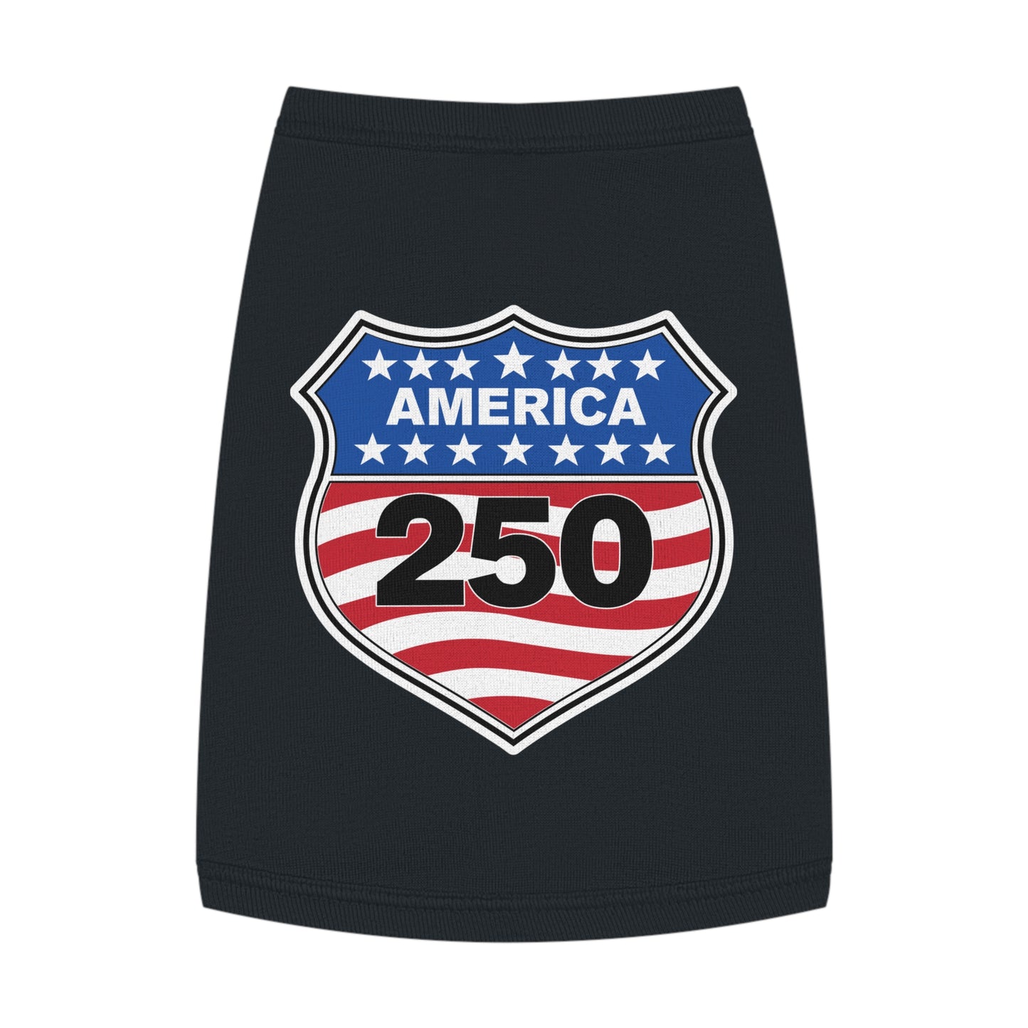 America 250 Patriotic Pet Tank Top - USA Flag Shield Dog Shirt for 4th of July
