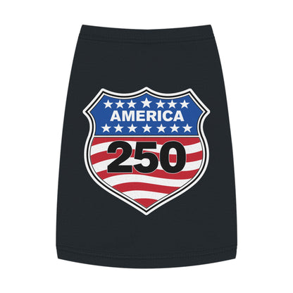 America 250 Patriotic Pet Tank Top - USA Flag Shield Dog Shirt for 4th of July