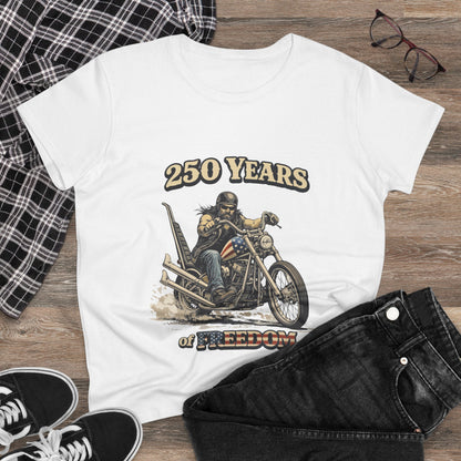 250 Years of Freedom Motorcycle Tee — Biker Graphic Women's T-Shirt