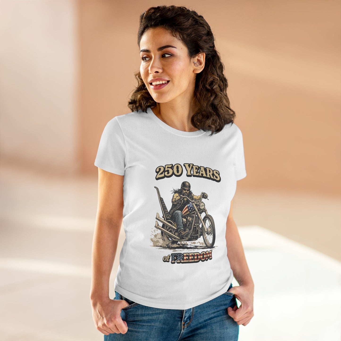 250 Years of Freedom Motorcycle Tee — Biker Graphic Women's T-Shirt