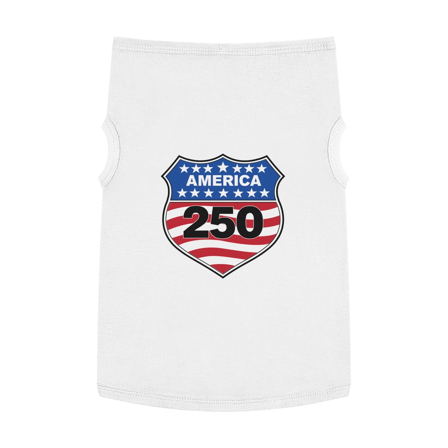 America 250 Patriotic Pet Tank Top - USA Flag Shield Dog Shirt for 4th of July
