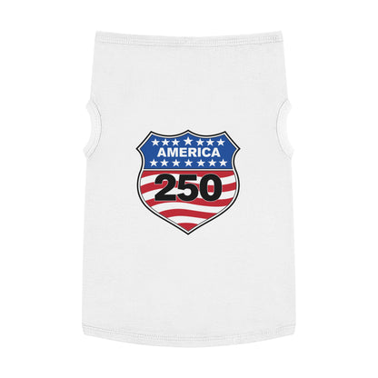America 250 Patriotic Pet Tank Top - USA Flag Shield Dog Shirt for 4th of July