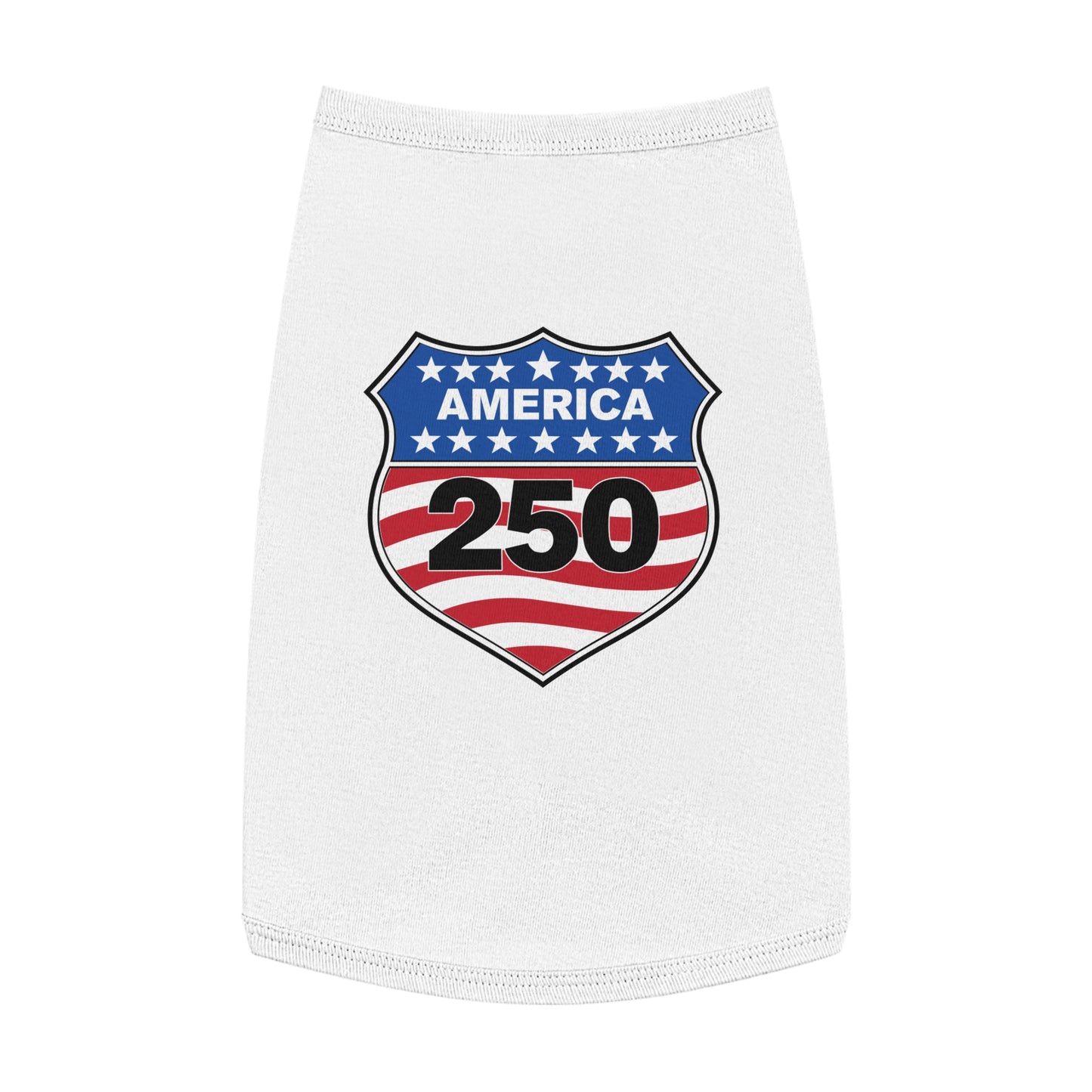 America 250 Patriotic Pet Tank Top - USA Flag Shield Dog Shirt for 4th of July