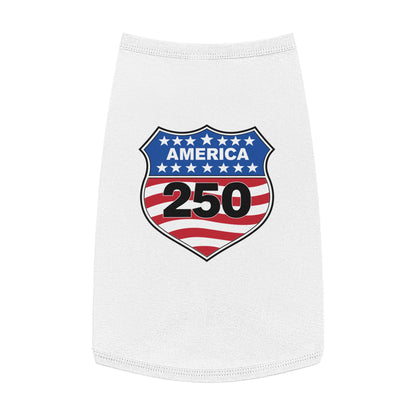 America 250 Patriotic Pet Tank Top - USA Flag Shield Dog Shirt for 4th of July