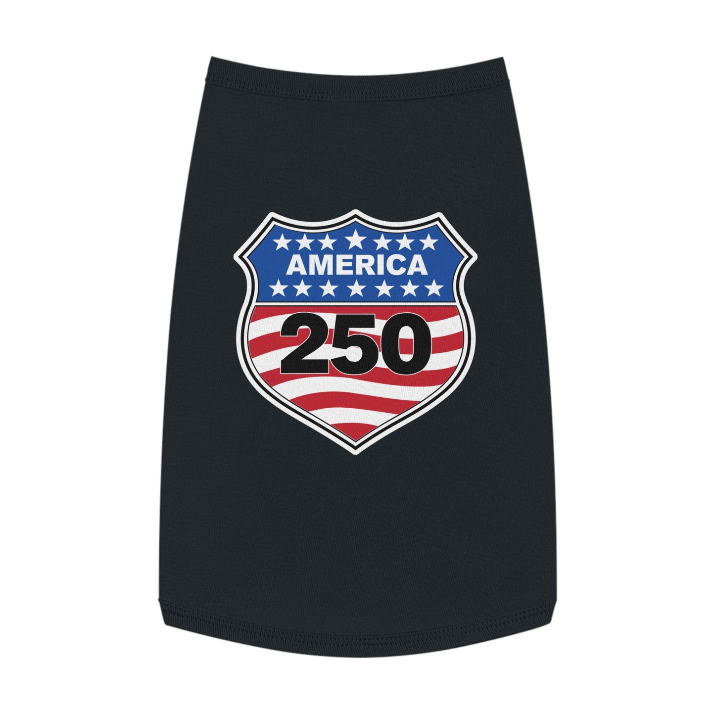 America 250 Patriotic Pet Tank Top - USA Flag Shield Dog Shirt for 4th of July