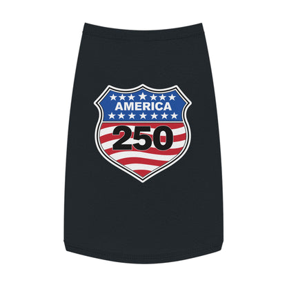 America 250 Patriotic Pet Tank Top - USA Flag Shield Dog Shirt for 4th of July