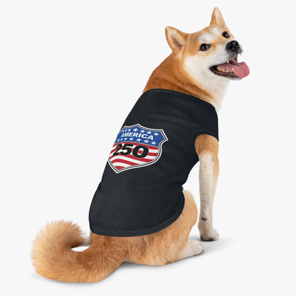America 250 Patriotic Pet Tank Top - USA Flag Shield Dog Shirt for 4th of July