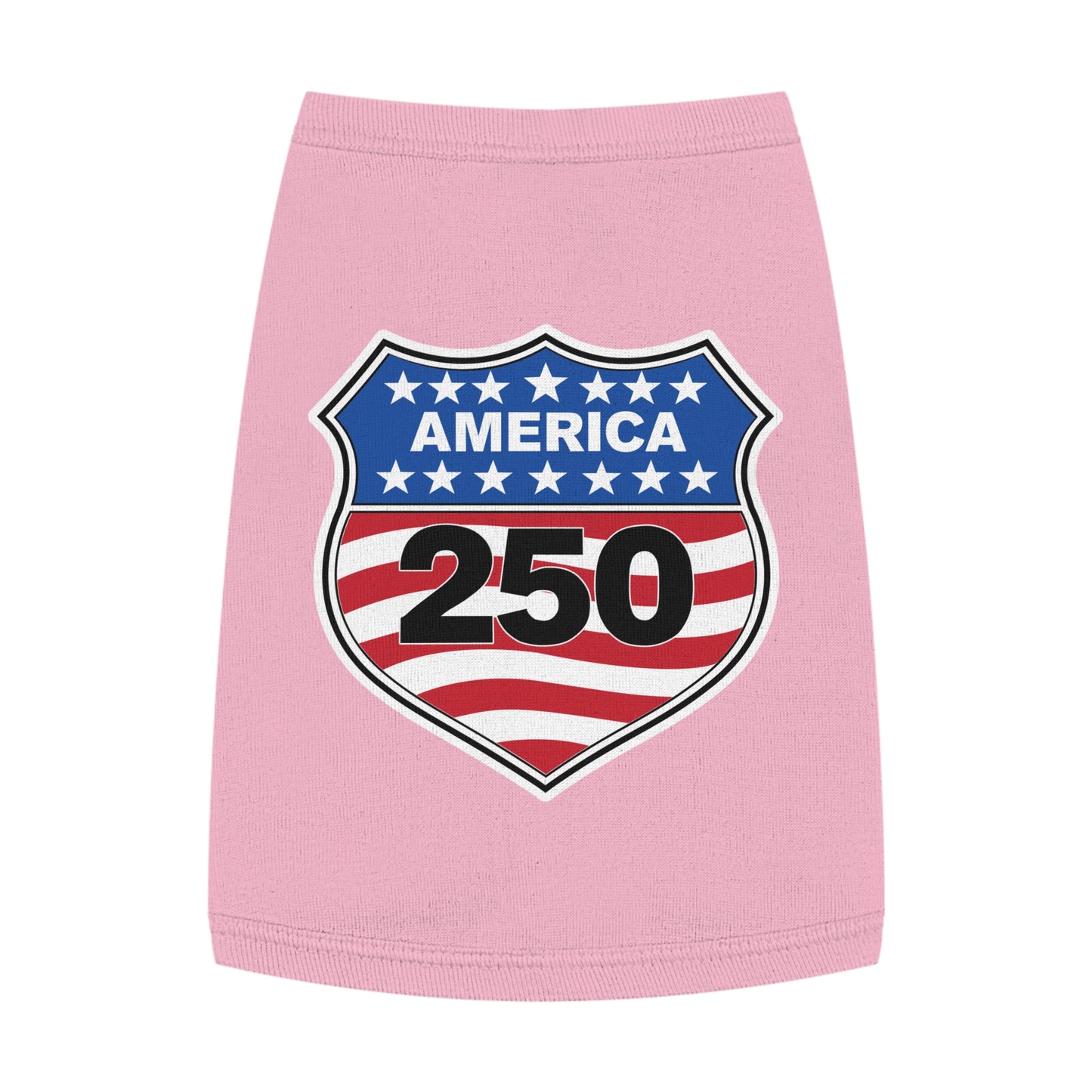 America 250 Patriotic Pet Tank Top - USA Flag Shield Dog Shirt for 4th of July