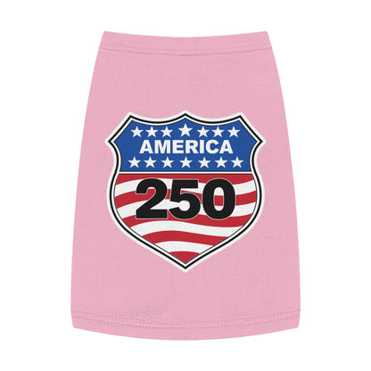 America 250 Patriotic Pet Tank Top - USA Flag Shield Dog Shirt for 4th of July