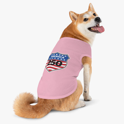 America 250 Patriotic Pet Tank Top - USA Flag Shield Dog Shirt for 4th of July