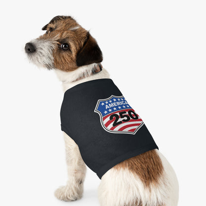 America 250 Patriotic Pet Tank Top - USA Flag Shield Dog Shirt for 4th of July