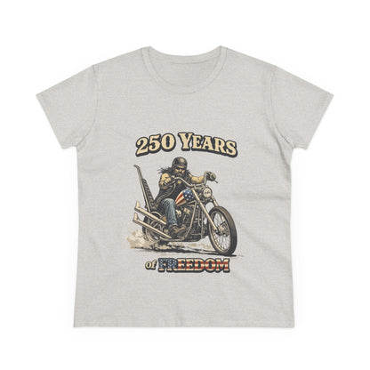 250 Years of Freedom Motorcycle Tee — Biker Graphic Women's T-Shirt