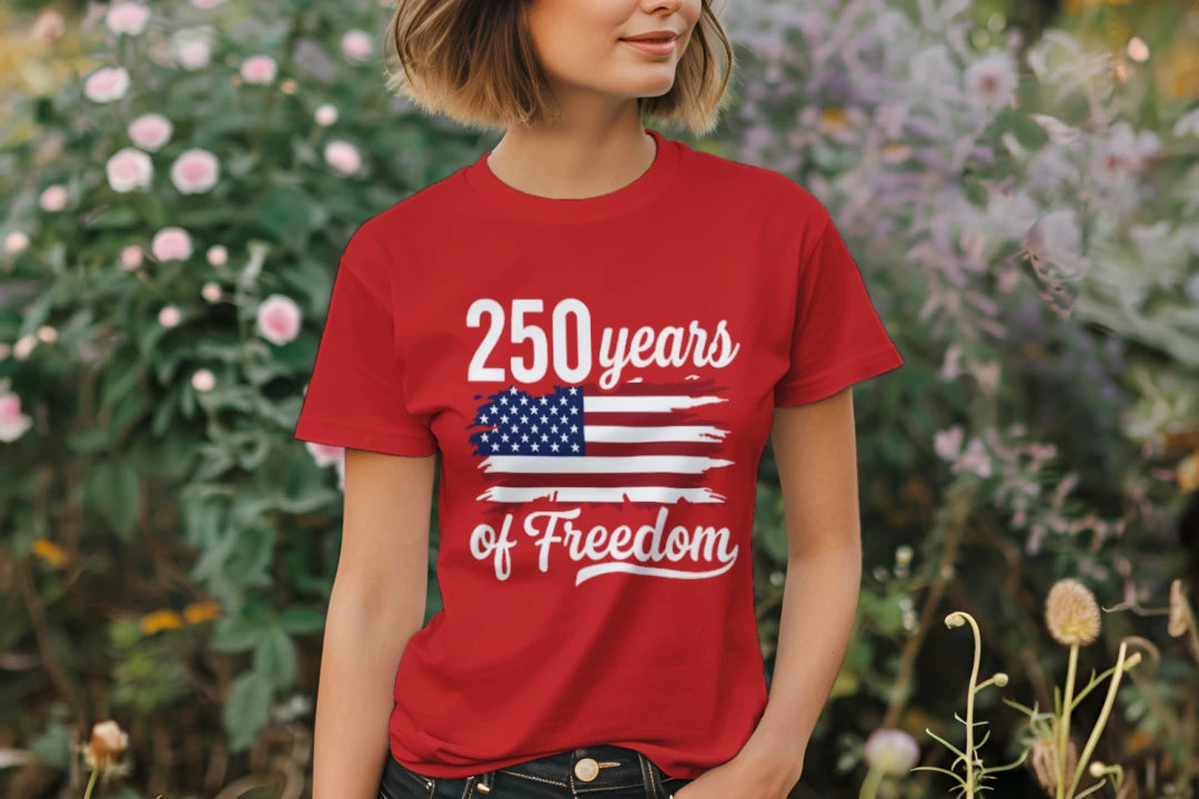 250 years of freedom red tri blend front | land of the free 250