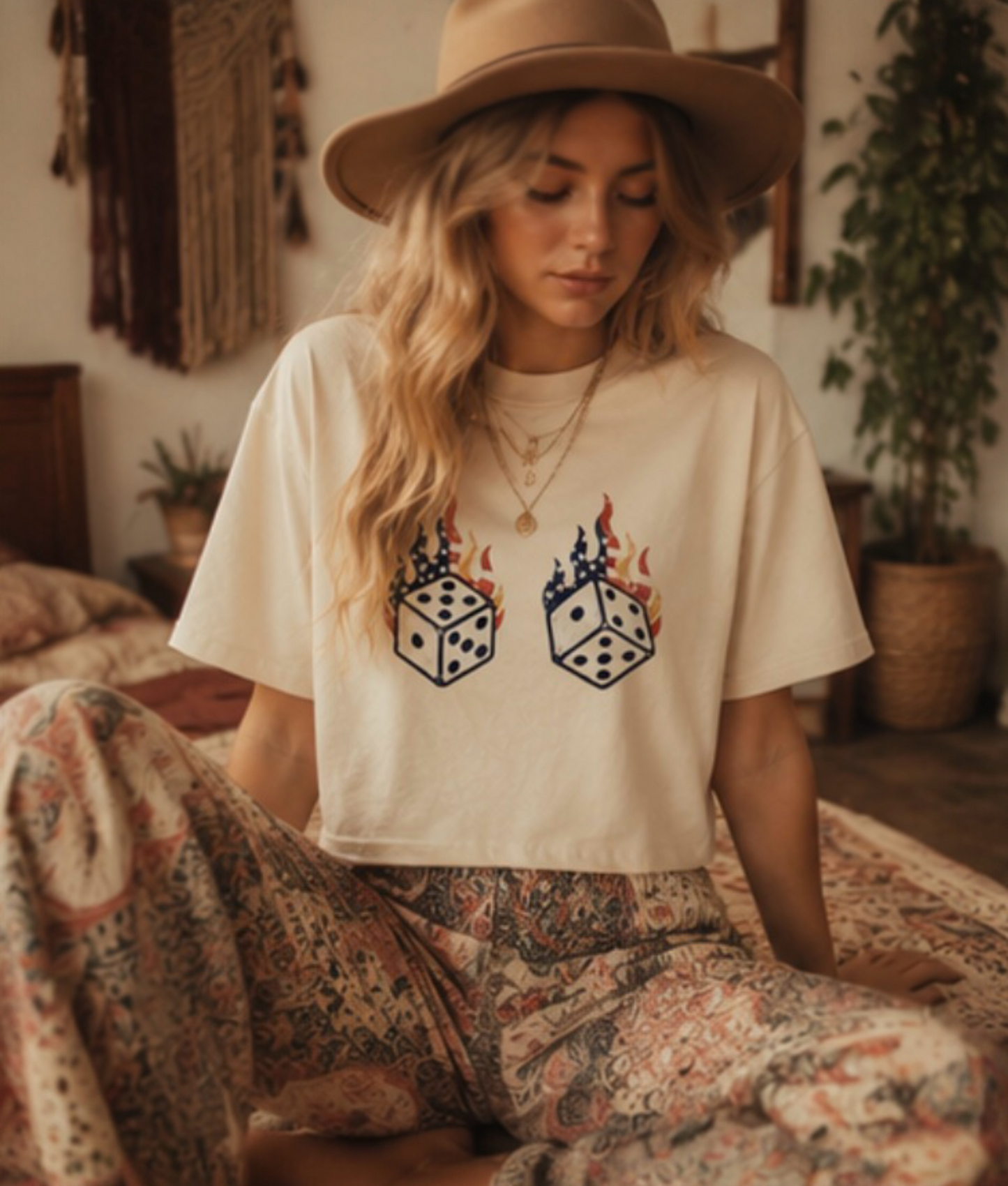 Flaming Dice Patriotic Graphic Tee | Boxy Fit Streetwear