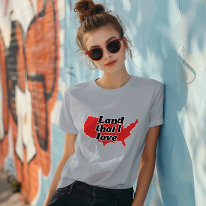 land that i love ladies grey front | land of the free 250