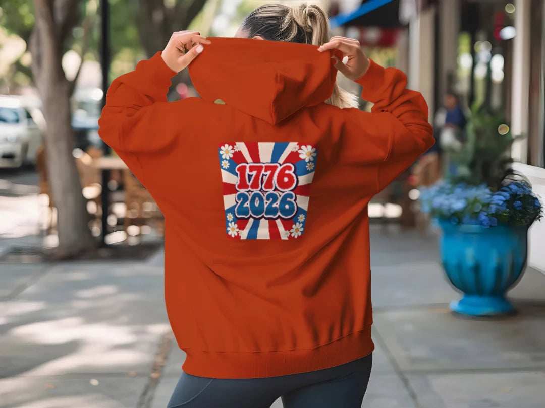 groovy 1776 to 2026 hoodie red back | land of the free 250