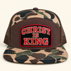 Christ Is King Trucker Hat | Camo 7-Panel Faith Cap | Men's Statement Hat