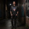 america 250 rock tee black front | land of the free 250