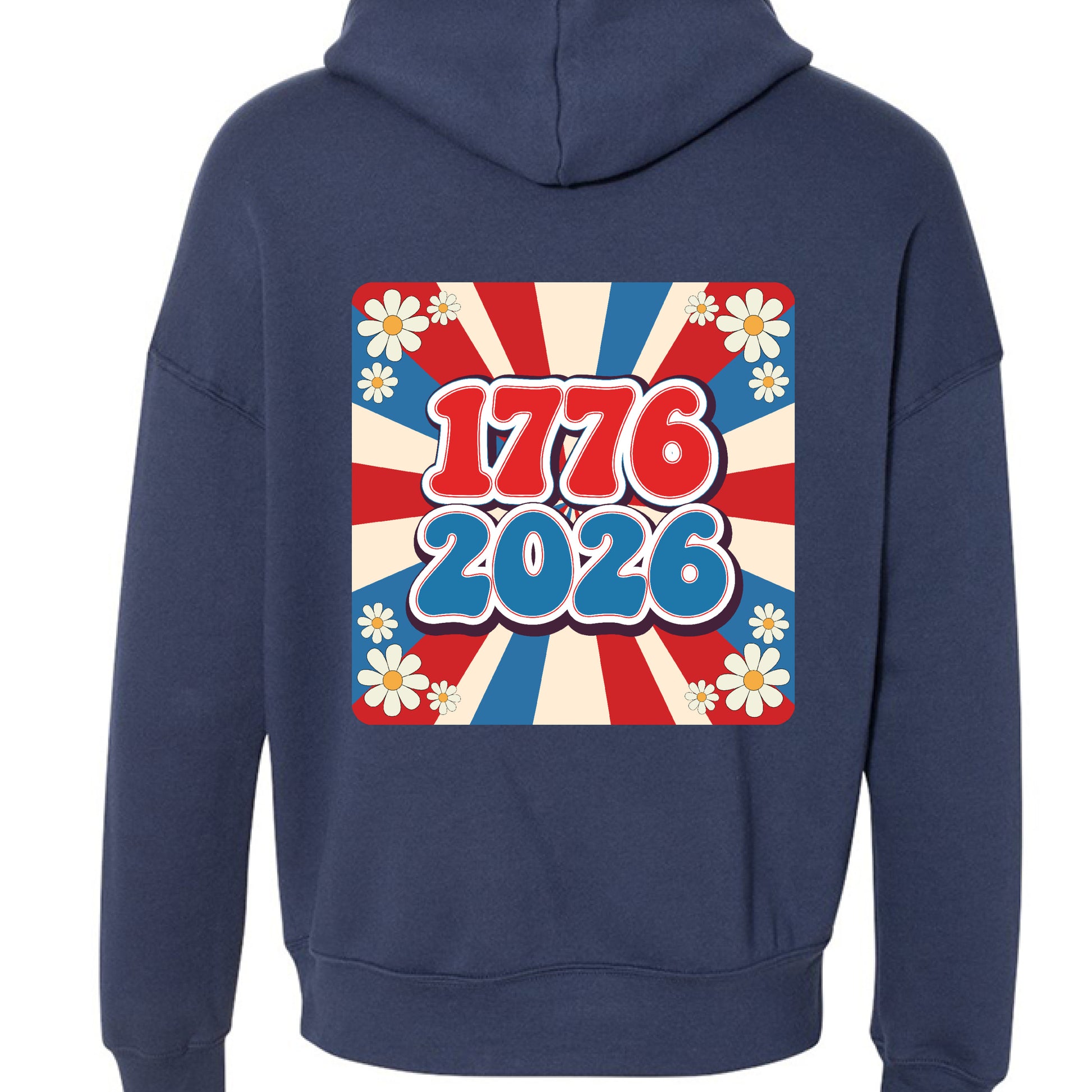 groovy 1776 to 2026 hoodie navy back | land of the free 250