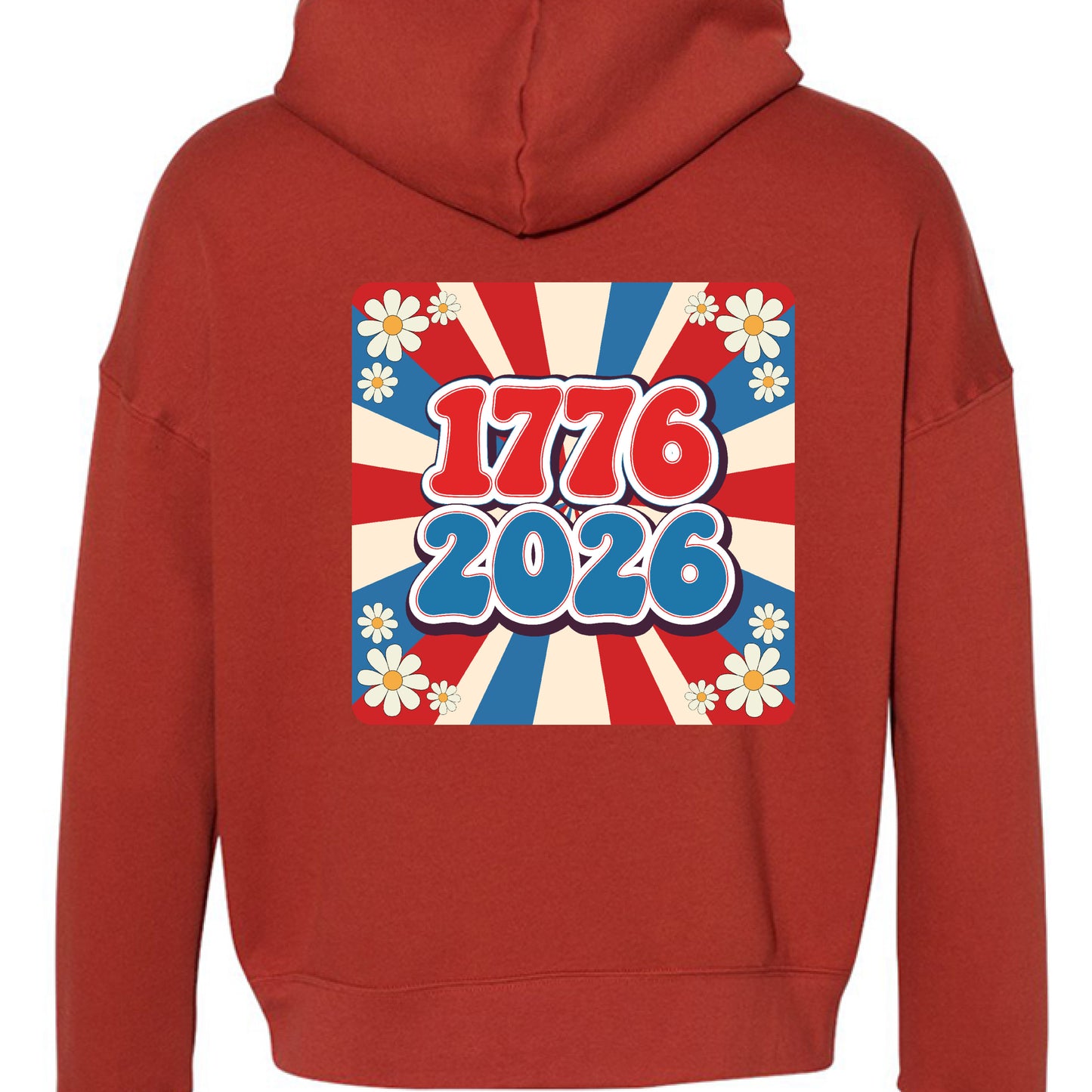 groovy 1776 to 2026 hoodie red back | land of the free 250