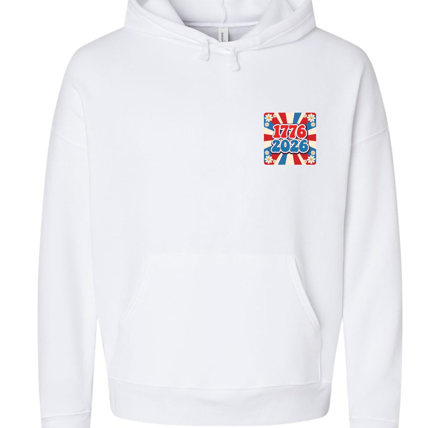 groovy 1776 to 2026 hoodie white front  | land of the free 250