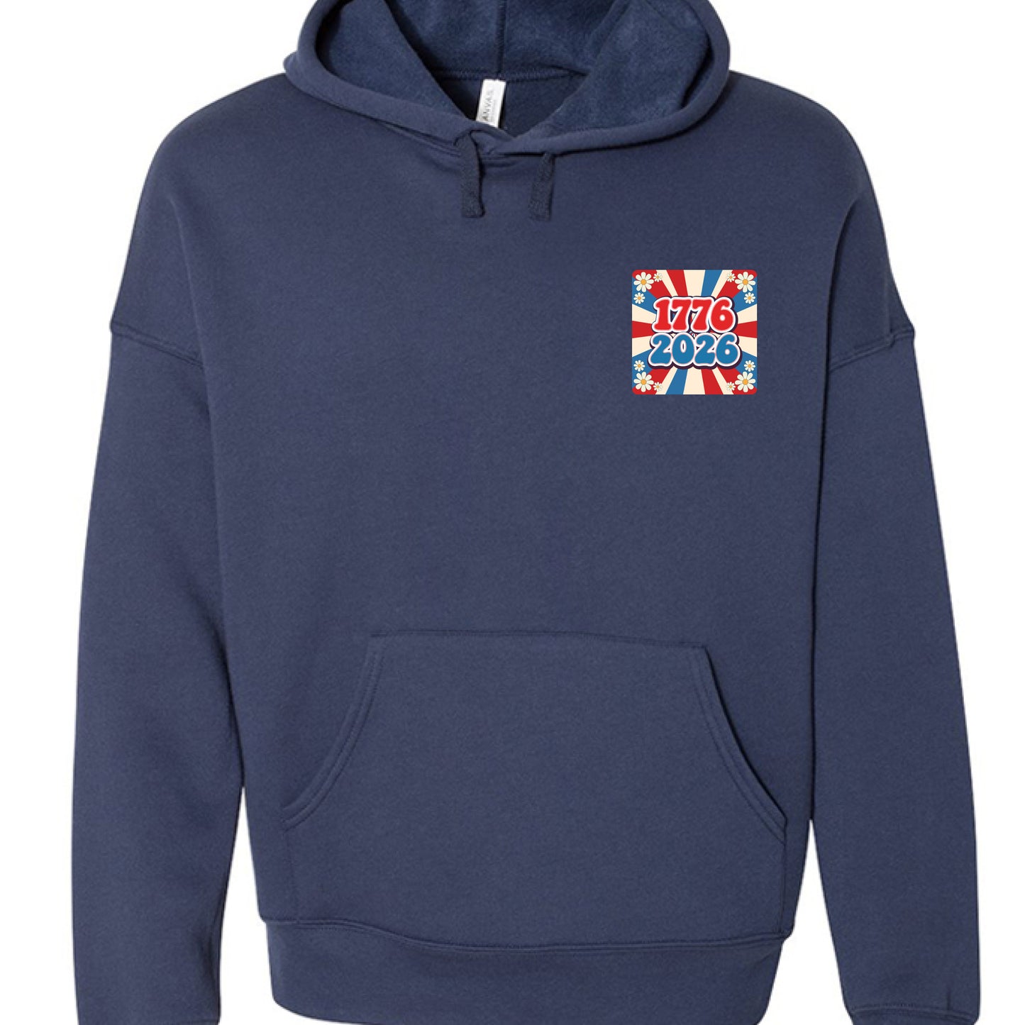 groovy 1776 to 2026 hoodie navy front  | land of the free 250