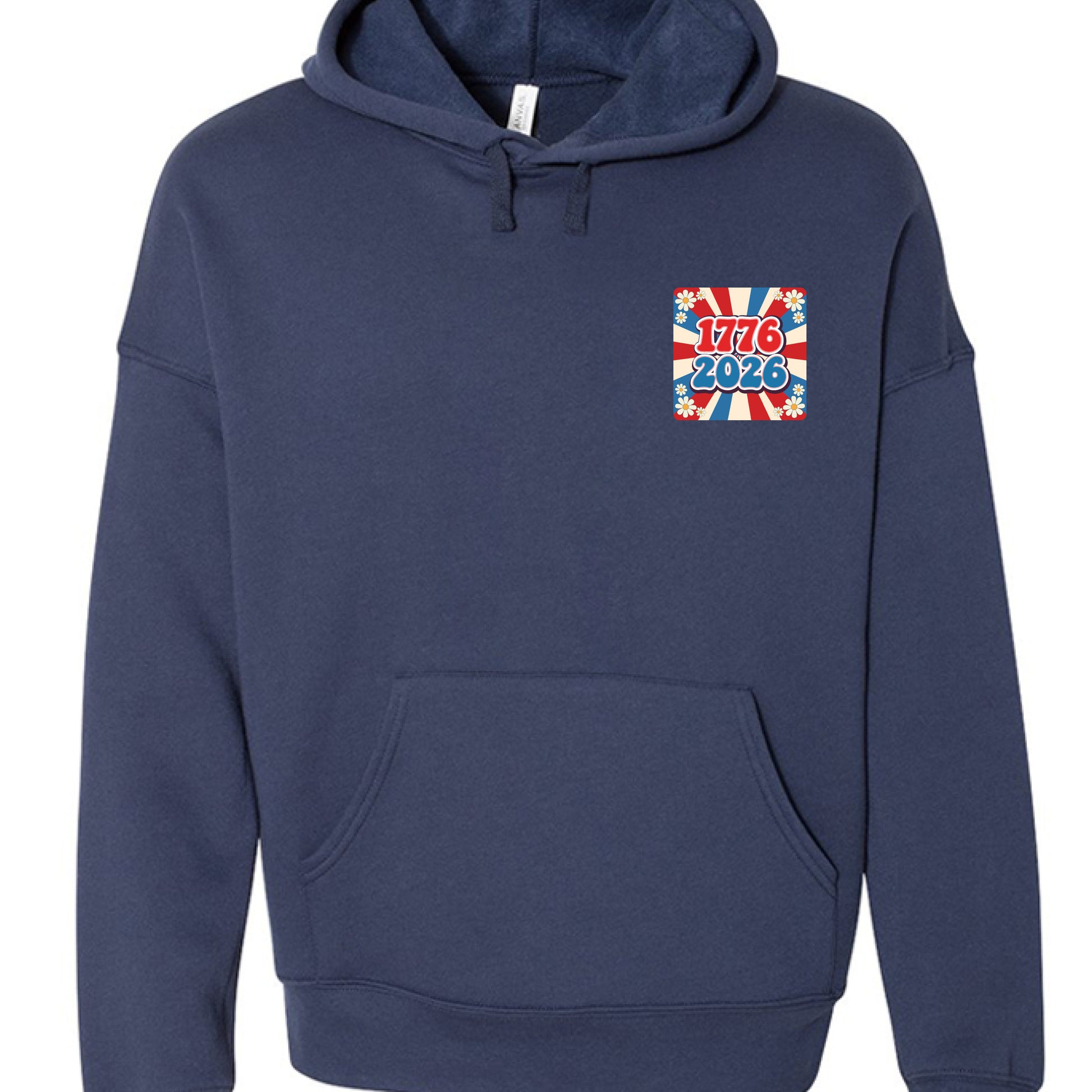 groovy 1776 to 2026 hoodie navy front  | land of the free 250