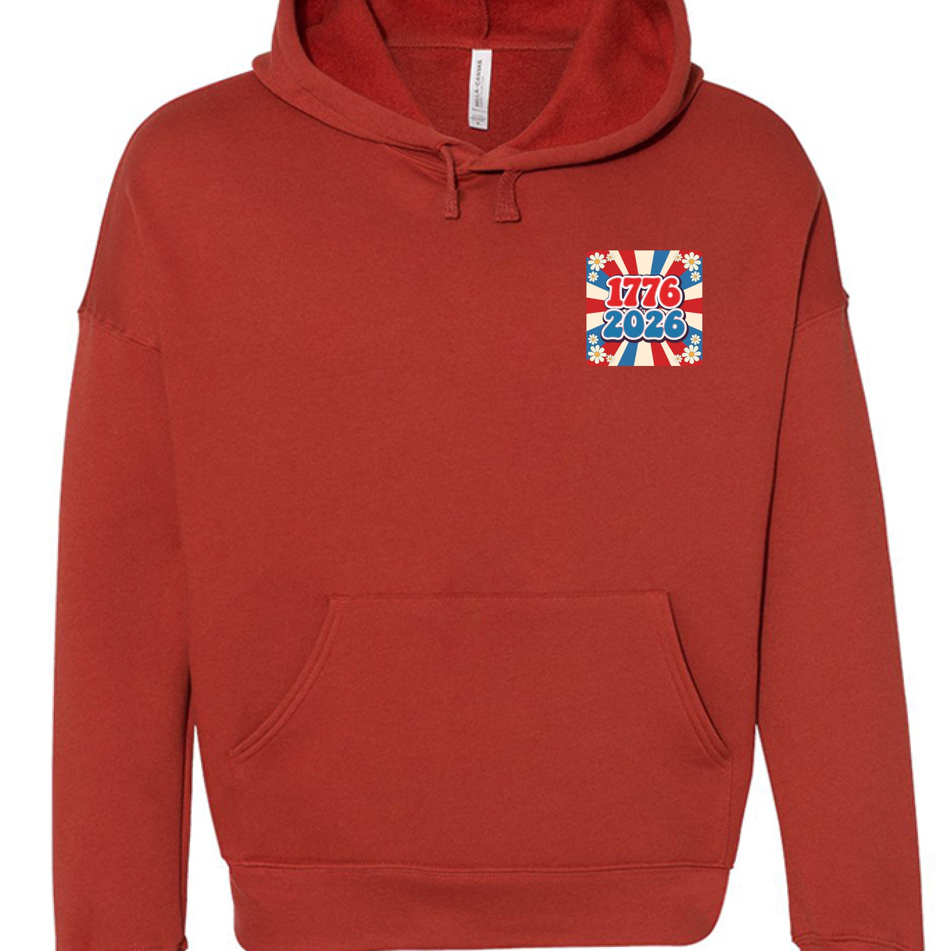 groovy 1776 to 2026 hoodie red front | land of the free 250