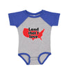 infant land that i love  onesie front grey royal | land of the free 250