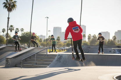 shield 250 youth hoodie red back | land of the free 250