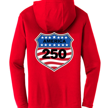 shield 250 active hoodie true red back | land of the free 250