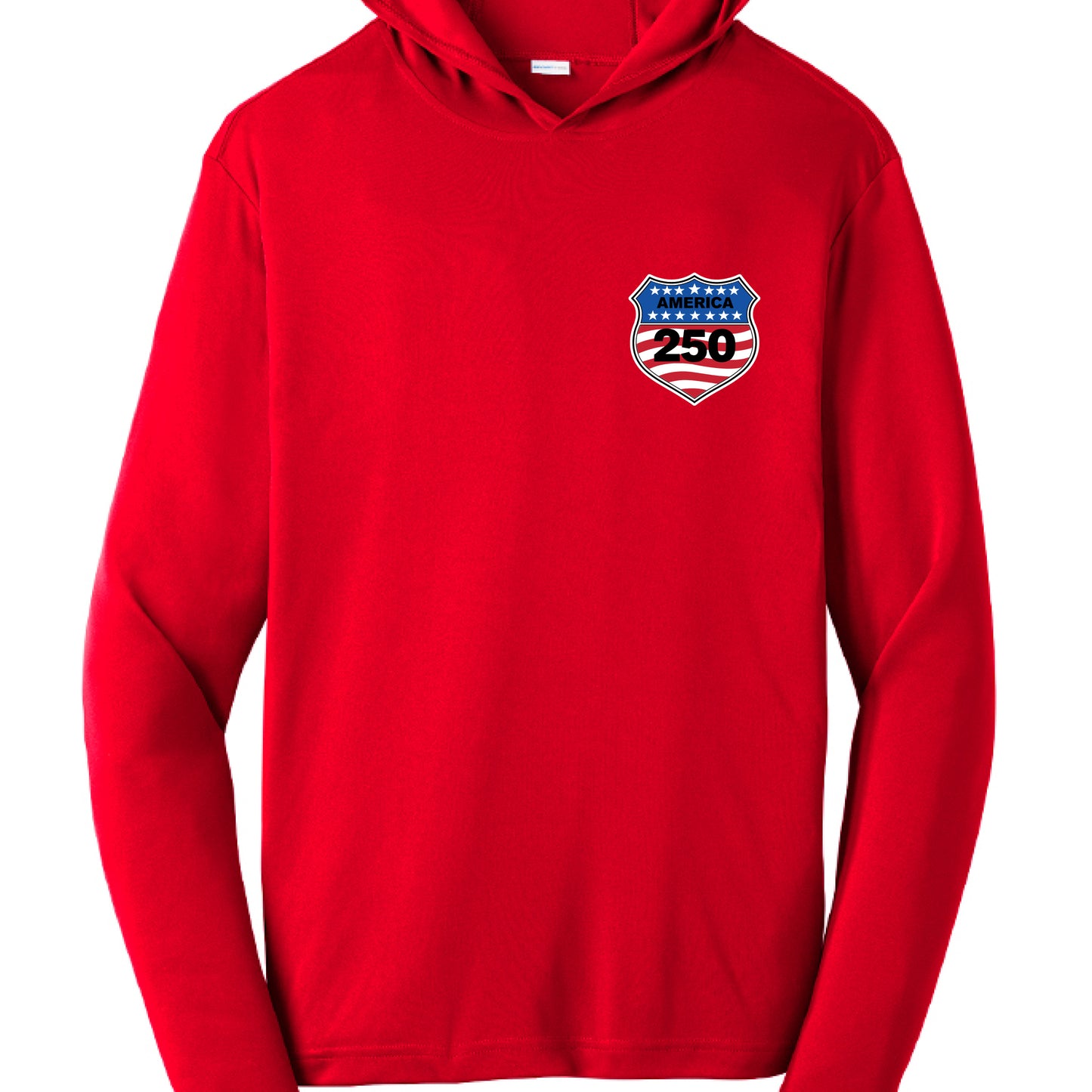 shield  250 active hoodie red front | land of the free 250