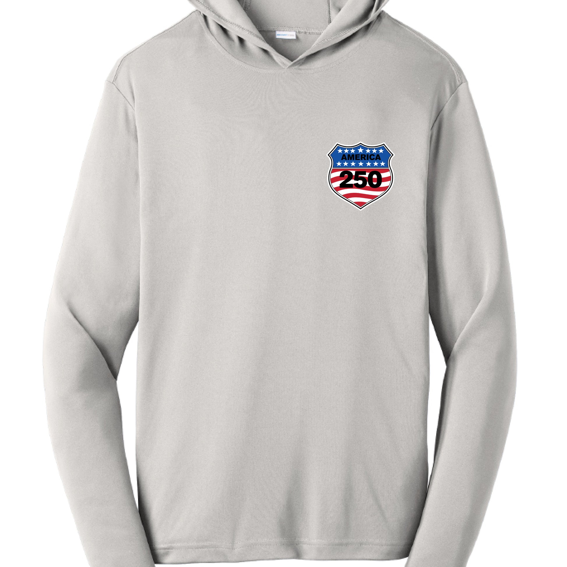 shield 250 active hoodie Grey front| land of the free 250